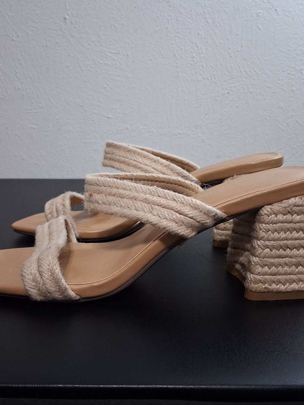 Madden Girl Cream Rope-Strap Block Heel Sandals